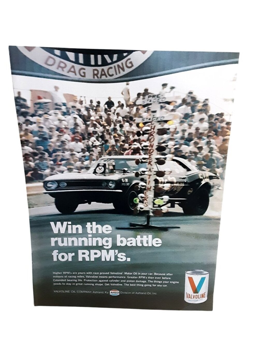 1971 Valvoline Motor Oil Vintage Ad NHRA Drag Racing Muscle Car